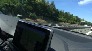 Big tits car blowjob