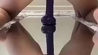 Pretty girl ride dildo snap