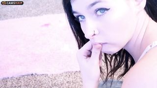 Dawnwillow caresses his tits